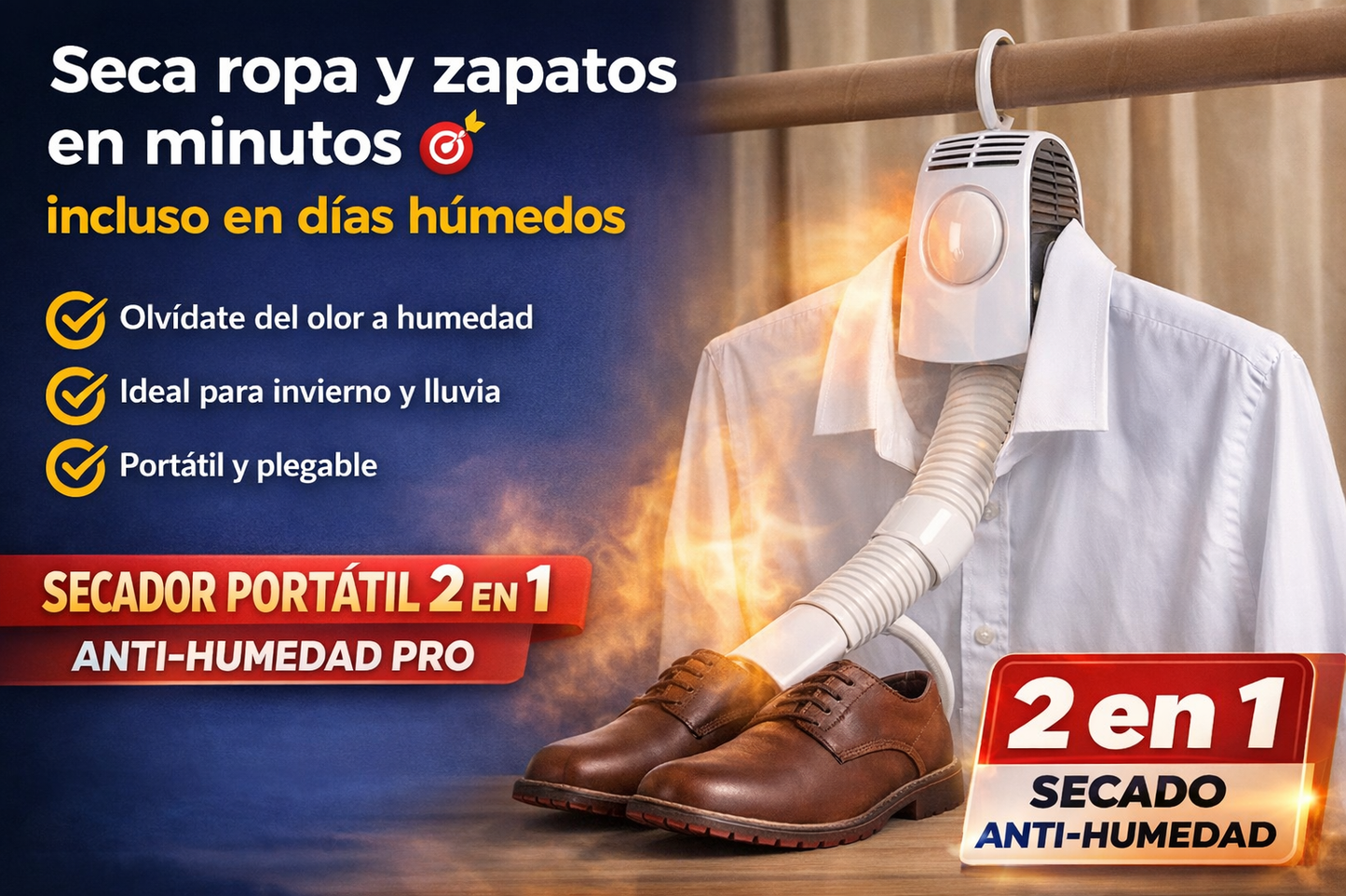 SECADOR PORTATIL 2 EN 1 ANTI-HUMEDAD PRO.